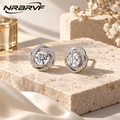 NRBRVF Sparkling Round Cut Moissanite Swirl Stud Earrings for Women, 925 Sterling Silver Intertwined Ribbon Halo Earrings, Hypoallergenic Everyday Luxury Jewelry - main product image