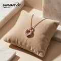 NRBRVF Rose Gold Pavé CZ Interlocking Ribbon Heart Pendant Necklace for Women - main product image